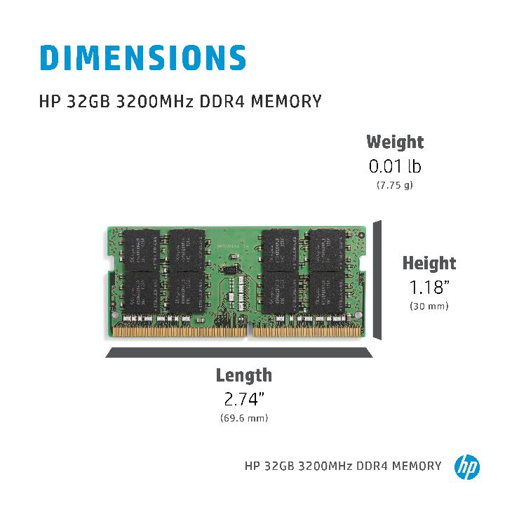 HP 32GB 1x32GB DDR4 3200 SODIMM Mem Asia - 32 GB